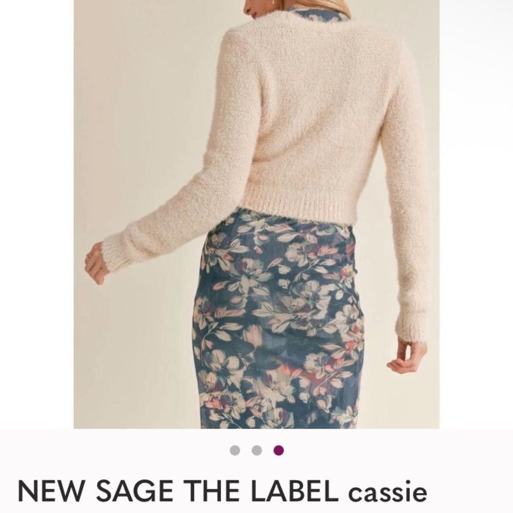 Cropped Cardigan Rhinestone Buttons Cream SAGE THE LABEL Cassie New Size S/M - Picture 3 of 15
